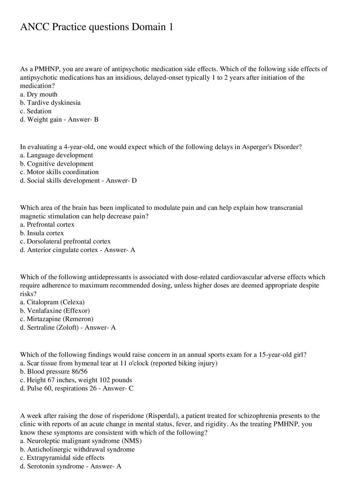 Preview image for ANCC Practice questions Domain 1